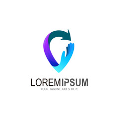 Location logos using hands and arrows