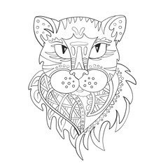 The head of a panther cat. Zentangle. Coloring page. Print. Vector illustration