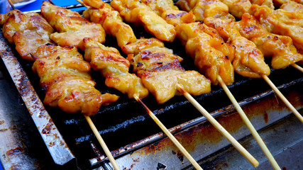 Grilled pork on the stove