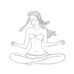 Girl. Yoga. Sea life character. Health. Vector illustration