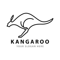 Kangaroo line logo design.