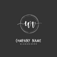 Handwritten initial letter W V WV for identity and logo. Vector logo template with handwriting and signature style.