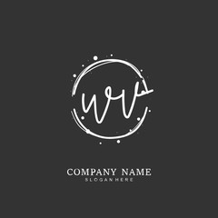 Handwritten initial letter W V WV for identity and logo. Vector logo template with handwriting and signature style.