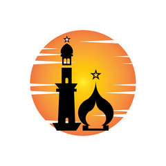 islamic mosque logo vector icon template