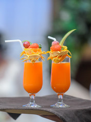 Couple Orange Juice In Wedding