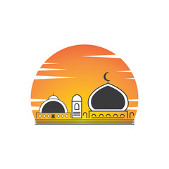 islamic mosque logo vector icon template