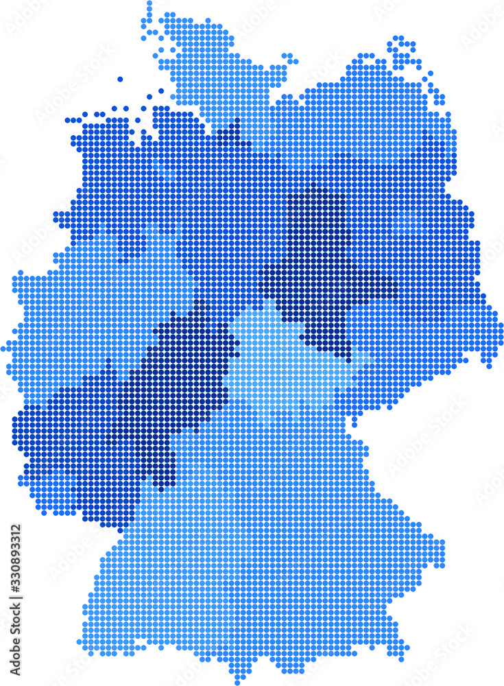 Wall mural Blue circle Germany map on white background. Vector illustration.