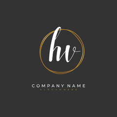Handwritten initial letter H V HV for identity and logo. Vector logo template with handwriting and signature style.
