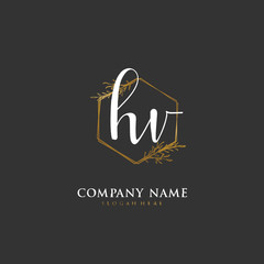 Handwritten initial letter H V HV for identity and logo. Vector logo template with handwriting and signature style.