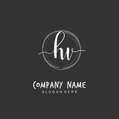 Handwritten initial letter H V HV for identity and logo. Vector logo template with handwriting and signature style.