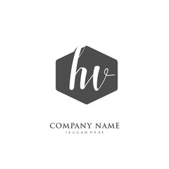 Handwritten initial letter H V HV for identity and logo. Vector logo template with handwriting and signature style.