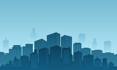 Silhouette of apartment building in the downtown.