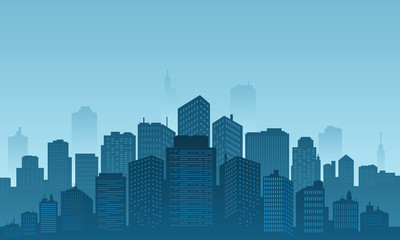 Silhouette of apartment building in the downtown.