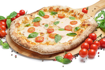 Delicious pizza Margherita on white background