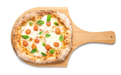 Delicious pizza Margherita on white background