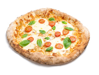 Delicious pizza Margherita on white background