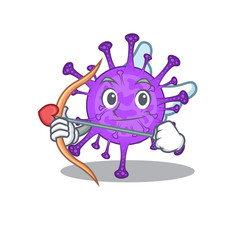 Romantic picture of bovine coronavirus Cupid cartoon character with arrow and wings