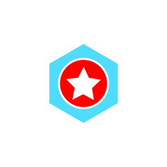 Star logo with hexagon shape. Vector stock illustration