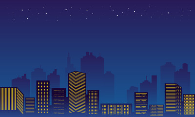 Obraz premium The view of night in the downtown.