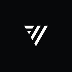 Minimal elegant monogram art logo. Outstanding professional trendy awesome artistic FV VF initial based Alphabet icon logo. Premium Business logo White color on black background