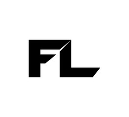 Initial 2 letter Logo Modern Simple Black FL