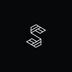 Minimal elegant monogram art logo. Outstanding professional trendy awesome artistic S SS SSS initial based Alphabet icon logo. Premium Business logo White color on black background