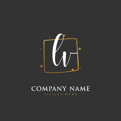 Handwritten initial letter L V ,  for identity and logo. Vector logo template with handwriting and signature style.