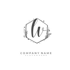 Handwritten initial letter L V ,  for identity and logo. Vector logo template with handwriting and signature style.