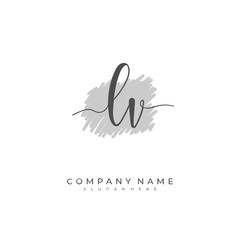 Handwritten initial letter L V ,  for identity and logo. Vector logo template with handwriting and signature style.