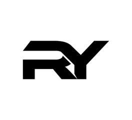 Initial 2 letter Logo Modern Simple Black RY - obrazy, fototapety, plakaty