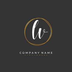 Handwritten initial letter L V ,  for identity and logo. Vector logo template with handwriting and signature style.