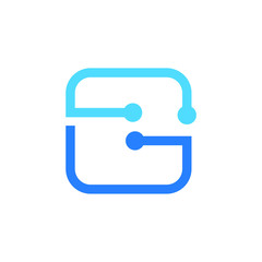 Rectangle technology icon. Vector tech logo. Letter g icon. Stock illustration