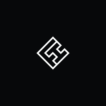 Minimal elegant monogram art logo. Outstanding professional trendy awesome artistic FH HF initial based Alphabet icon logo. Premium Business logo White color on black background
