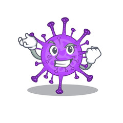 Bovine coronavirus cartoon character style with happy face