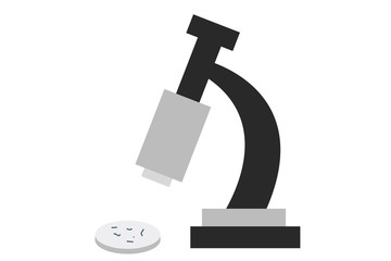 Microscope tools with sample bacterial isolated on white background