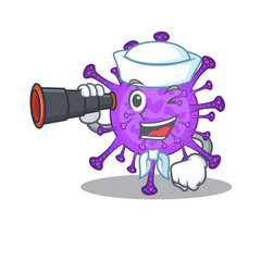Bovine coronavirus in Sailor cartoon character design with binocular