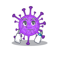 Bovine coronavirus on waiting gesture mascot design style