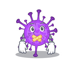 Bovine coronavirus mascot cartoon character design with silent gesture