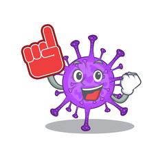 Bovine coronavirus mascot cartoon style with Foam finger