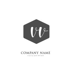 Handwritten initial letter V VV for identity and logo. Vector logo template with handwriting and signature style.