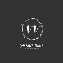 Handwritten initial letter V VV for identity and logo. Vector logo template with handwriting and signature style.