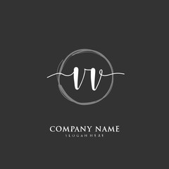 Handwritten initial letter V VV for identity and logo. Vector logo template with handwriting and signature style.