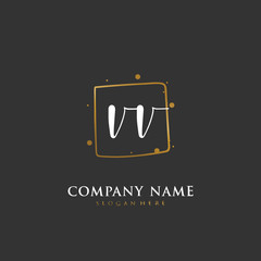 Handwritten initial letter V VV for identity and logo. Vector logo template with handwriting and signature style.