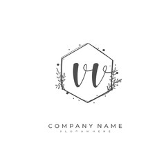 Handwritten initial letter V VV for identity and logo. Vector logo template with handwriting and signature style.