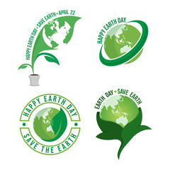 Set of happy earth day design logo