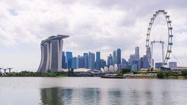 Time lapse of Singapore City Skyline at Marina bay sand in Singapore.