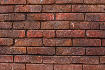Brickwork. Background of red textured bricks.