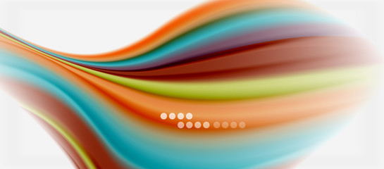 Wave lines abstract background, smooth silk design with rainbow style colors. Liquid fluid color waves. Vector Illustration