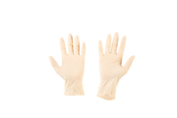 Protective gloves on white background, top view. Medical item