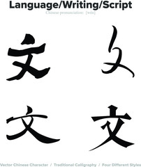Language, Writing, Script - Chinese Calligraphy with translation, 4 styles